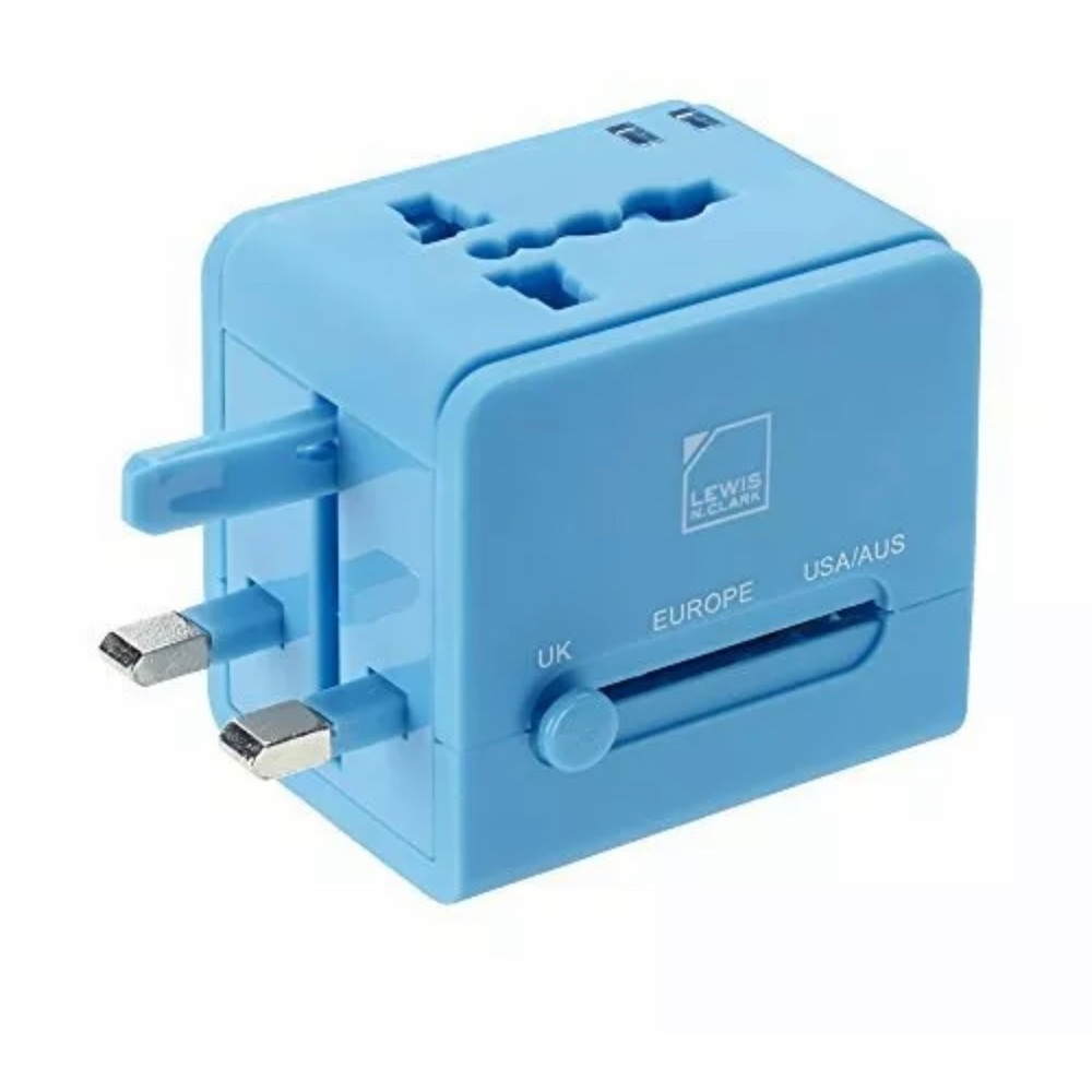 Lewis N. Clark Global Wall Adapter + Portable Charger with Dual USB Ports for...
